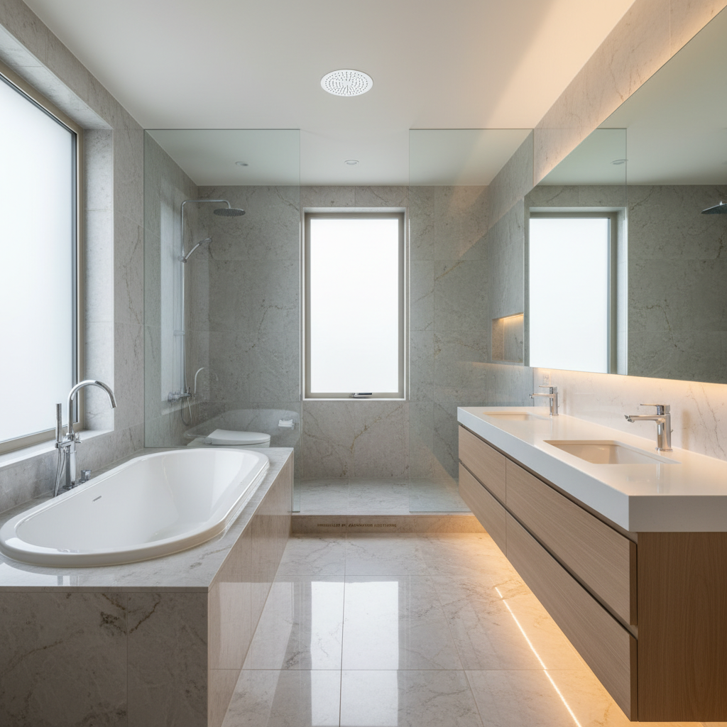 Modern bathroom plumbing installation